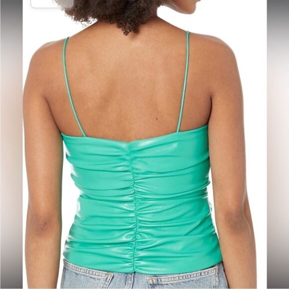 NWOT 7 for all mankind Ruched Faux-Leather Cami Size M - Picture 2 of 9